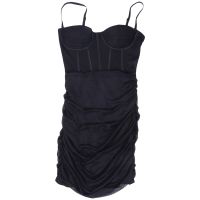 Ruched Summer Dresses Women Spaghetti Strap Party Dress Sexy Bustier Pleated Mini Dress