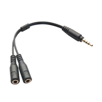 1 TRRS Male to 2 TRS Female Audio AUX Studio Y Converter Cord 3.5mm AUX Mic Headset Splitter Adapter Cable For iPhone iPod