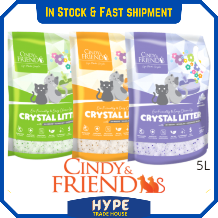 [In Stock] Cindy And Friend Crystal Cat Litter Pasir Kucing 5L Lazada