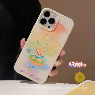 For เคสไอโฟน 14 Pro Max [Rainbow Puppy Cute] เคส Phone Case For iPhone 14 Pro Max Plus 13 12 11 X XS Max XR SE 8 7 For เคสไอโฟน11 Ins Korean Style Retro Classic Couple Shockproof Protective TPU Cover Shell
