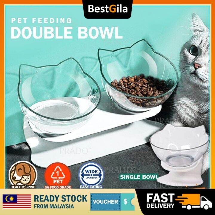 BestGila Malaysia Pet Food Bowl Cat Bowl Raised Stand Double Single
