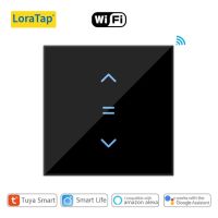 LoraTap Tuya สวิตช์ผ้าม่านตกแต่งผนัง WiFi บานประตูม้วน,สวิตช์มอเตอร์ไฟแบ็คไลท์สไตล์ Google Home Alexa ควบคุมด้วยเสียง