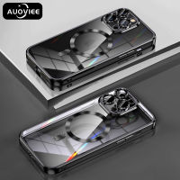 AUOVIEE เคสโทรศัพท์แบบใสชุบชาร์จไร้สายแม่เหล็กสำหรับ Magsafe สำหรับ iPhone 14 13 12 11 Pro MAX X XS XR 7 8 Plus ฝาครอบเนื้อนิ่ม TPU