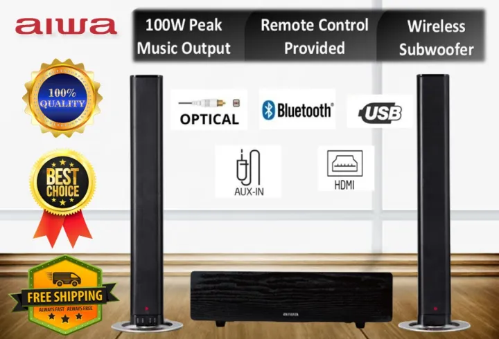 Soundbar Aiwa HE-1200SW Con Subwoofer Wireless - Sistema Audio 2.1 Da 120W Per TV E Musica