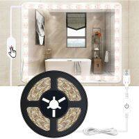 【LZ】▤  USB LED Strip Lights para Make Up Mirror Warm White Tape Lamp Dimmable Touch Light Switch 5V Tiras