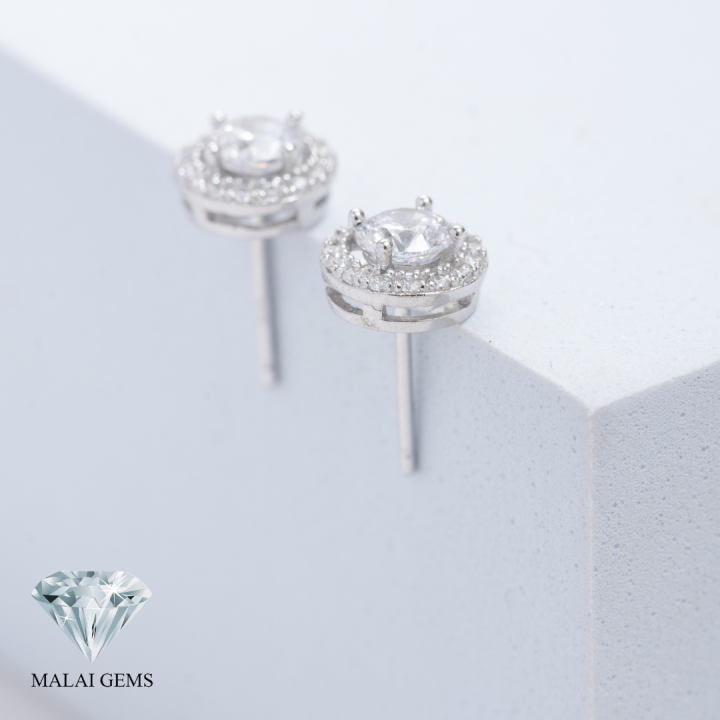 malai-gems-ต่างหูเพชรล้อม-เงินแท้-silver-92-5-ประดับเพชรสวิส-cz-ฟรีกล่องกำมะหยี่-เคลือบทองคำขาว-ต่างหูเพชร-halo