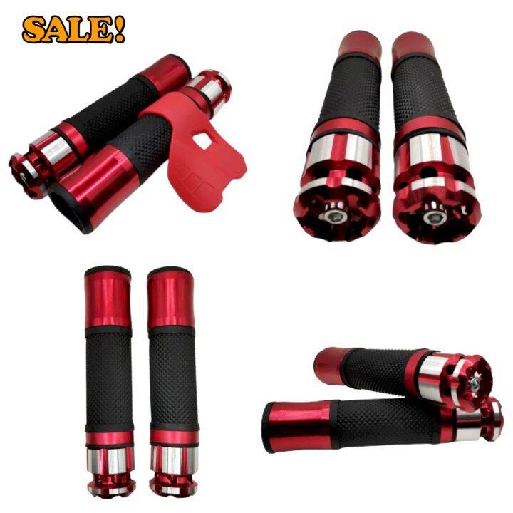 Honda Click 125 UNIVERSAL HANDLE GRIP RED STEEL BAR END W/FREE THROTTLE CLAMP COD Lazada PH
