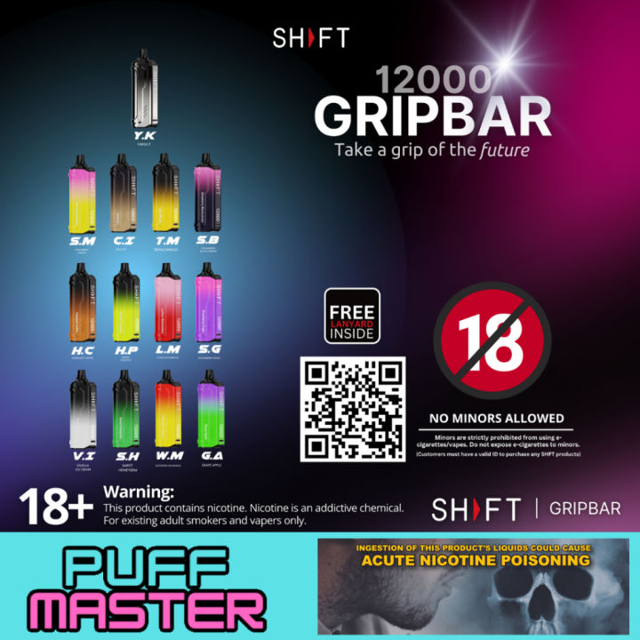 SHFT Gripbar 12000 Puffs Disposabe Vape with free lanyard | Lazada PH