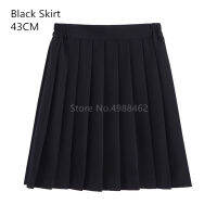 Girls Skirts Elastic Waist Japanese Student School Uniform Solid Color Pleated JK Suit Cosplay Black Grey Navy Bottoms for Women