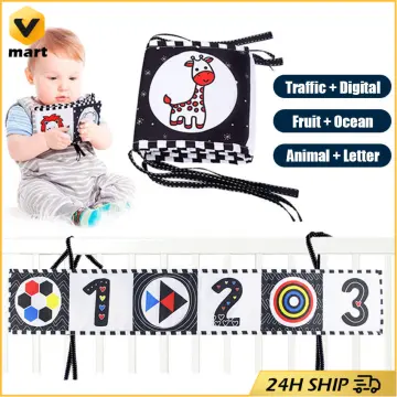 Black and White High Contrast Soft Cloth Book Baby Newborn Sensory Toys