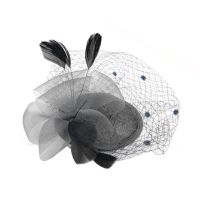 ผู้หญิง Fascinators หมวกแฟชั่น Feathe หมวกงานเลี้ยงค็อกเทลหมวกกิ๊บคาดศีรษะ Feather คลิปหมวกดอกไม้ Lady Veil งานแต่งงาน # R5