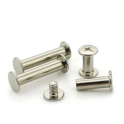 20-100pcs/lot Nickel plated flat head cross recessed female screw butt screw pair lock screw account book nail rivet album pair