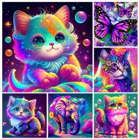 5D DIY Diamond Painting Colorful Animal Embroidery Round Diamond Mosaic Bird Cat Elephant Cross Stitch Handmade Home Decoration