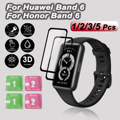 ❈ 1/2/3/5Pcs Tempered Glass Film For Huawei Band 6 Screen Protector 3D Curved Edge Full Cover For Huawei Honor Band 6 Fit Watch