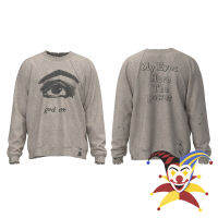 Saint Michael God Eyes พิมพ์ Vintage Raglan Sweatshirt Men Women Damaged Hooded