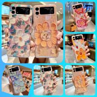 เคสโทรศัพท์มือถือแบบนิ่ม ลายดอกไม้ หน้ายิ้มน่ารัก หรูหรา สําหรับ Samsung Galaxy Z Flip4 3 2 1 5G ZFlip3 Flip3