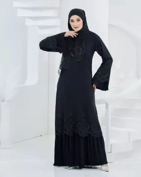 jubah pleated lace