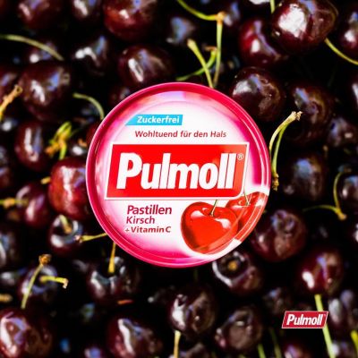 Pulmoll ลูกอมหอมสดชื่น รสเชอร์รี่ เปรี้ยว หวาน ได้รสชาติของเชอร์รี่ โฉมใหม่สูตรไม่มีน้ำตาล  มีเพียงความหวานจากหญ้าหวาน ธรรมชาติสุดๆ 45 g