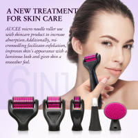 ZX_Fashion makeup 6 in 1 Microneedle Derma Roller Kit สําหรับใบหน้า และร่างกาย ฟื้นฟูผิว การรักษารอยแผลเป็นจากสิวเพื่อลดสัญญาณแห่งวัย Reduce signs of aging