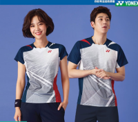 Yonex เสื้อยืดเล่นปิงปองใหม่2023สำหรับฤดูร้อนแห้งเร็วฝึกกีฬาสำหรับทั้งหญิงและชายดูดซับเหงื่อระบายอากาศได้ดีเสื้อยืดลายอักษรจีนกีฬาวิ่ง