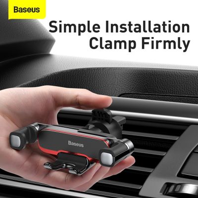 Baseus Gravity Car Phone Holder Universal Car Air Vent Mount Metal Cell Phone Stand Holder for 4.7-6.5 Inch Mobile Phone Support