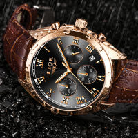 2023 LIGE นาฬิกาผู้ชายแบรนด์หรูนาฬิกาผู้ชายกันน้ำ Chronograph นาฬิกาควอตซ์แฟชั่นนาฬิกาข้อมือหนังกล่อง Reloj Hombre