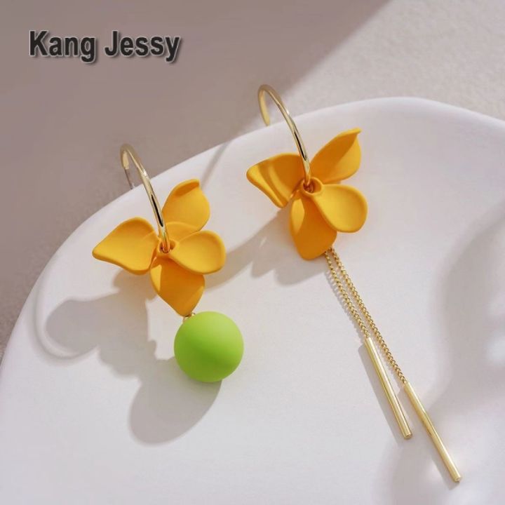 kang-jessy-ต่างหูดอกเดซี่สีเหลืองสามมิติดีไซน์พิเศษต่างหูเฉพาะกลุ่มหวาน-2023-ต่างหูพู่ต่างหูแบบฤดูใบไม้ผลิ