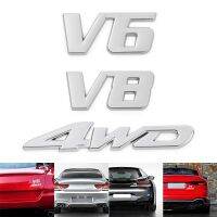 V8 V6 4WD 1ชิ้นสติกเกอร์ประตูท้ายรถยนต์พาหนะโครเมียม3D ฝากระโปรงท้ายรูปลอกตรารถยนต์โลหะสัญลักษณ์โลโก้รถยนต์