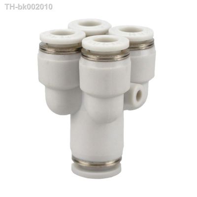 ✱❍❈ 4 6 8 10 12mm Tube OD Y-Shaped 4 Ways Splitter Block Distribution Plastic Pneumatic Air Pipe Fitting Push In Connector