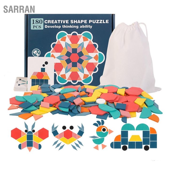 ๑-ของเล่นไม้-tangram-180-ชิ้นสร้างสรรค์รูปร่างปริศนา-ปริศนา-ปริศนาสำหรับเด็ก-ของเล่นก่อนวัยเรียน-tangram-ของเล่นเด็ก-3-ถึง-6-ปี-sarran