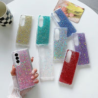 YIQIAN สำหรับ Samsung Galaxy Z Fold 4 Glitter Phone Case, ผู้หญิงหรูหรา Glitter Fold Glitter Plated Soft TPU Bumper เคสโทรศัพท์กันกระแทกบางเฉียบสำหรับ Z Fold 4