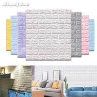 ﹊ 3D Wall Sticker For Living Room Kitchen TV Backdrop 10 Pcs Waterproof Self Adhesive 70x77 cm Imitation Brick Wallpaper