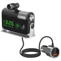 Bluetooth-compatible 5 FM Transmitter for Car QC3.0 + USB C PD 18W Charger Radio Adapter Hands Free Call Bass Sound Music Player