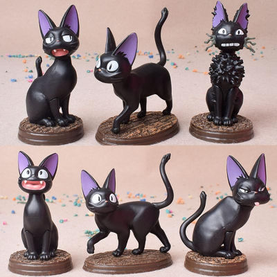 ตลาดของเล่นเด็ก6ชิ้นภาพอนิเมะของ Kiki ภาพยนตร์บริการจัดส่งสินค้าหุ่นแอ็คชั่นจิจิจิวัตถุแมวดำแบบญี่ปุ่นของขวัญของเล่น