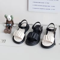 Girls Sandals Summer New Fashion Wil Pleated Hook &amp; Loop Princess Baby Comfortable Non-slip Beach Leisure Sandals