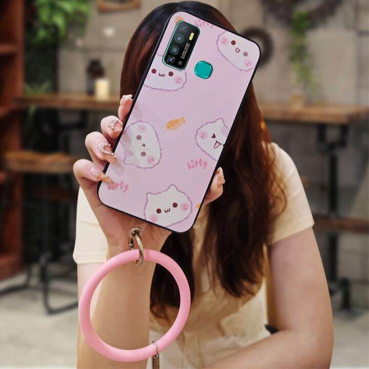 solid-color-couple-phone-case-for-infinix-x680-hot9-play-personality-liquid-silicone-taste-hang-wrist-cartoon-cute