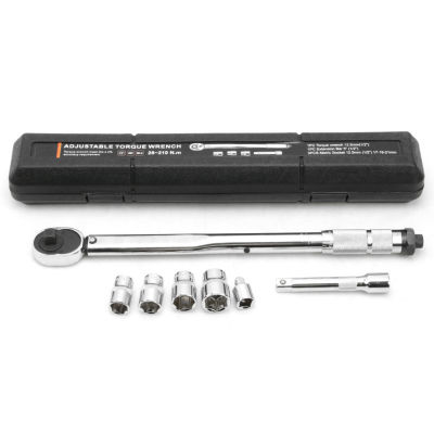 28~210Nm 1/2 In-ch Preset Torque Wrench Sleeve Set Automotive Tire Repairing Tool Set Ratchet Wrench Sleeve Tool Set Two-way Adjustment with Storage Box,