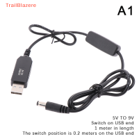 TrailB โมดูลเพิ่ม5V 9V 12V ก้าวขึ้น1เมตรสายอะแดปเตอร์แปลง USB ปลั๊ก5.5x2.1มม. สำหรับ Arduino WiFi USB Power Boost line