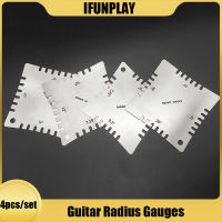 4Pcs กีตาร์ Notched Radius Gauges สำหรับวัด Fingerboard Radius กีตาร์คอ Fretboard Ruler