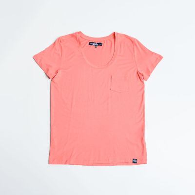 SUPERDRY ESSENTIALONG SLEEVE DRAPEY POCKET T-SHIRT - เสื้อยืด สำหรับผู้หญิง สี Hot Coral