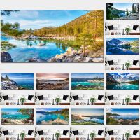 NewNatural Scenery Lake Tahoe Wall Art ภาพวาดผ้าใบภูมิทัศน์ Mountain HD ภาพโปสเตอร์พิมพ์สำหรับห้องนั่งเล่นตกแต่งบ้าน