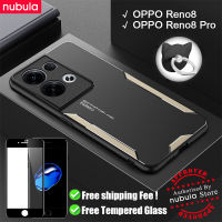 NUBULA สำหรับ Oppo Reno8 | Reno8 Pro ปลอกโลหะอลูมิเนียมเคลือบกลับกรณีป้องกันรอยขีดข่วนโทรศัพท์มือถือกรณี Op Oppo Reno8 Pro ปกผู้ถือแหวนฟรีกระจกกันรอยหน้าจอสำหรับ Oppo Reno8 8 Pro