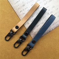 Cowhide Keychain First Layer Leather Lanyard Gun Color Hook Short Strap Practical Gift Key Chain Wrist Pendant Phone Charm