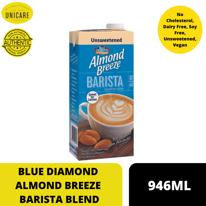 BLUE DIAMOND ALMOND BREEZE BARISTA BLEND 946ML. No Cholesterol, Dairy Free, Soy Free