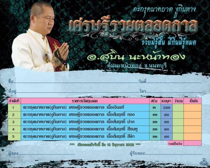 ตะกรุดนาคบาศ-เศรษฐีรวยตลอดกาล-เงินทองไหลมาเทมา-ปลุกเสกโดยอ-สุบิน