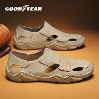 Goodyear summer river sandals mens Baotou hole non-slip wear-resistant mens sports outdoor wading real cowhide shoes