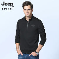 เสื้อสเวตเตอร์ผู้ชาย JEEP Wirit เสื้อสเวตเตอร์แขนยาวเสื้อผ้าฝ้ายแขนยาวแบบสวมหัวเสื้อกันหนาวสำหรับเล่นกีฬาทรงหลวมมีซิปคอตั้งของเสื้อลำลองกันหนาวผู้ชาย