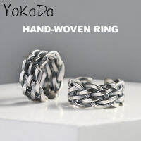 YOKADA แหวนถักผ้าทอมือแบบปรับได้สำหรับเครื่องประดับผู้ชายแฟชั่น