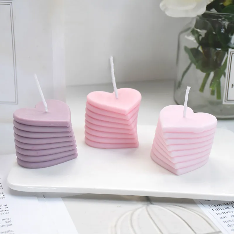 pl]🔥 1Pc 3D Heart-shaped Candle Silicone Mold DIY Handmade Stacking Love  Candle Gypsum Process Resin Soap Cake Decoration Mold