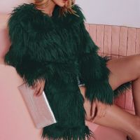 [COD] Faux Fur Coat Warm Thick Outerwear Fluffy Jacket Loose Collarless Overcoat Outfits